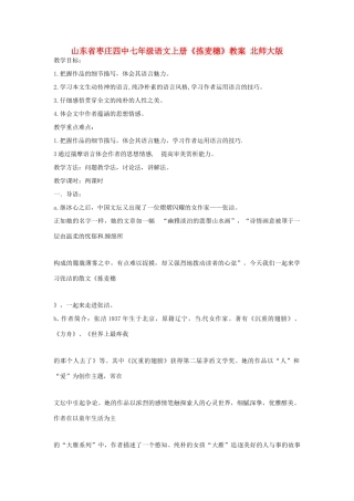 山东省枣庄四中七年级语文上册《拣麦穗》教学设计 北师大版教材