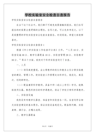 学校实验室安全检查自查报告
