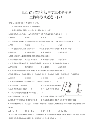 2023年江西省初中学业水平考试生物样卷(+四) 
