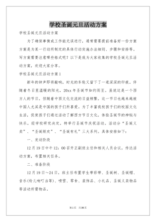 学校圣诞元旦活动方案