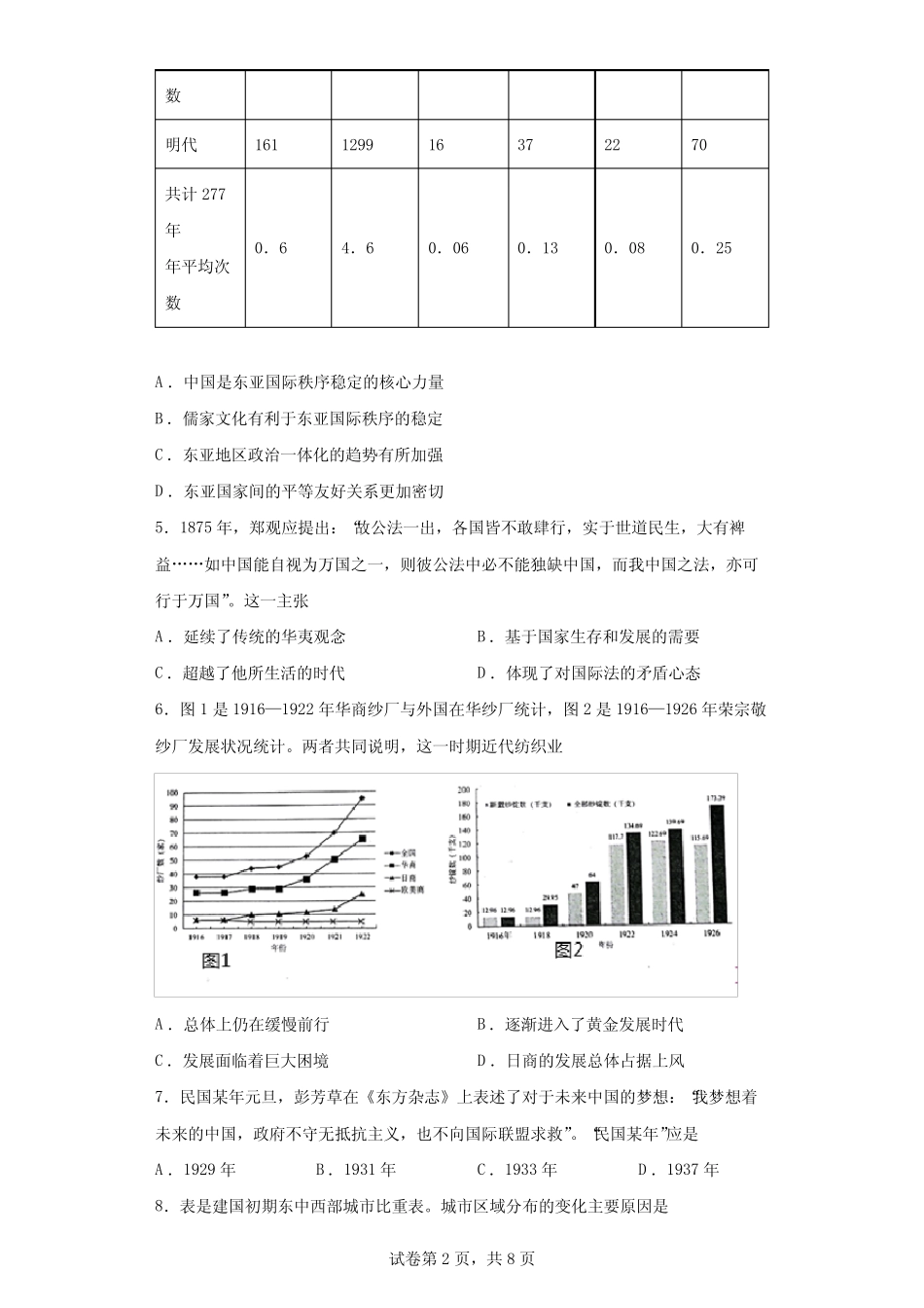 山东省菏泽市2022届高三一模历史试题(含答案解析) _第2页