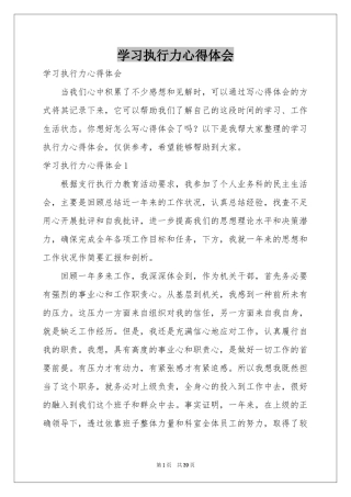 学习执行力体会心得