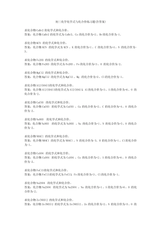 初三化学化学式与化合价练习题(含答案) 
