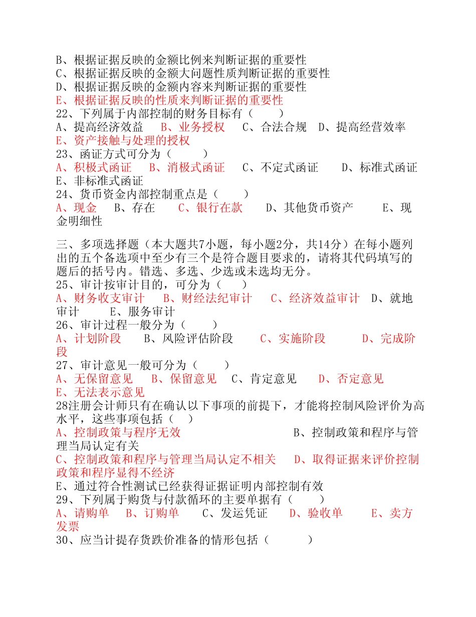 201001审计学原理真题06069 _第3页