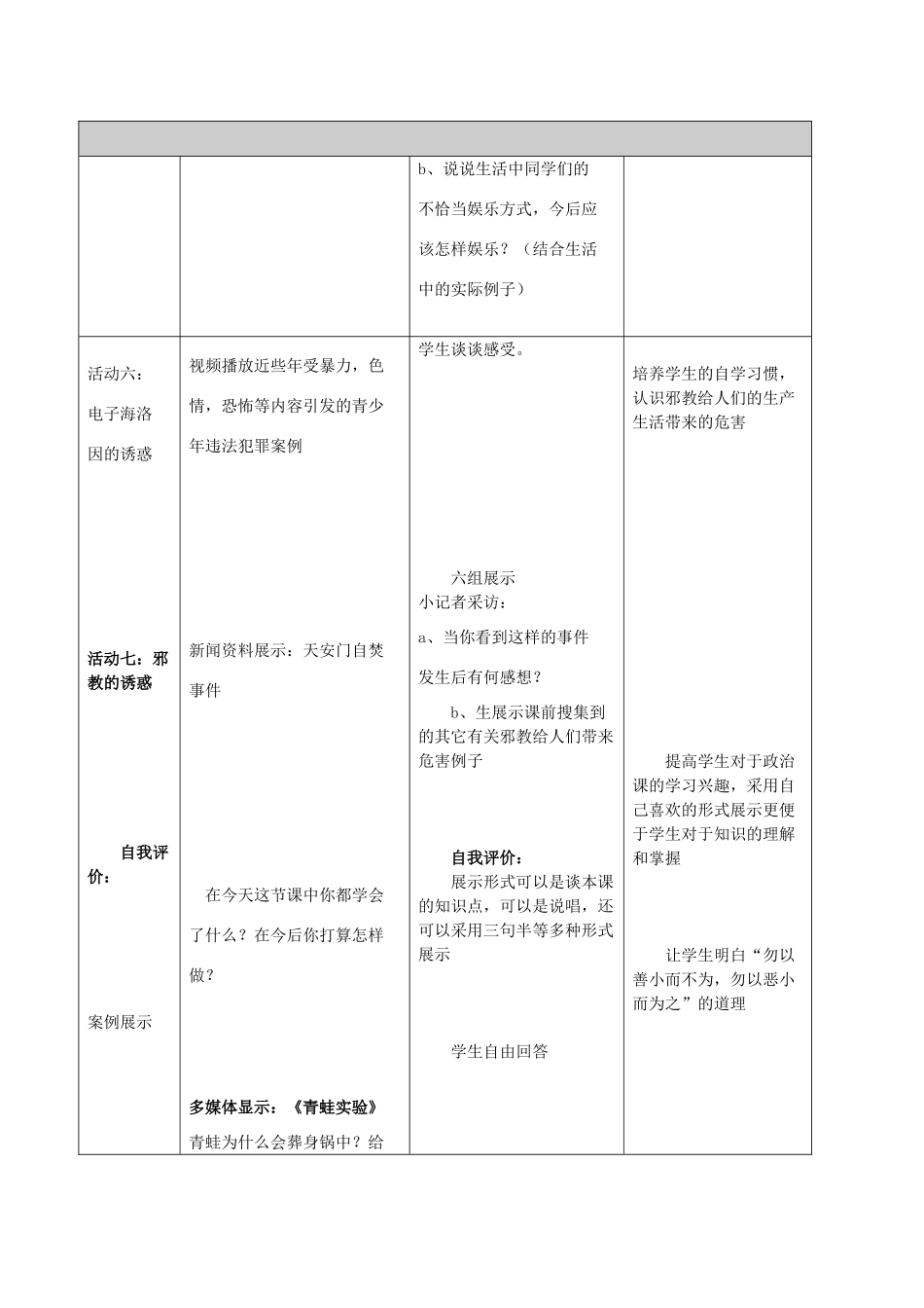 七年级政治上册 第八课第一框《身边的诱惑》教学设计与反思_第3页