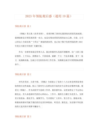 2023年领航观后感(真题19篇) 