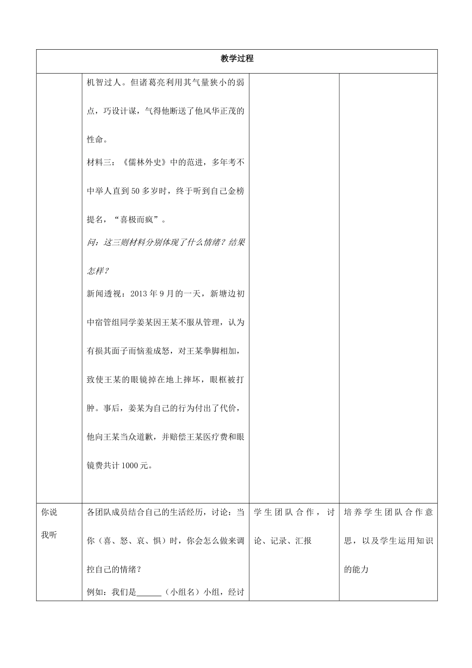 七年级政治上册 第三单元 《7.2 善于调控情绪善于调控情绪》教学案例 新人教版教材_第3页