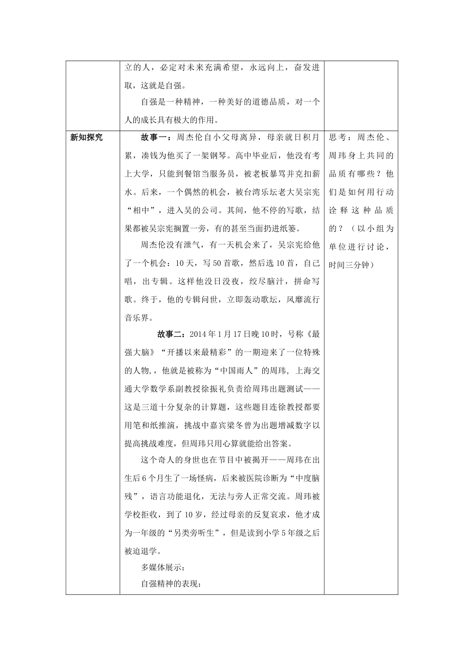 七年级政治下册《2.4.1 人生自强少年始》活动探究型教学设计1 新人教版教材_第3页