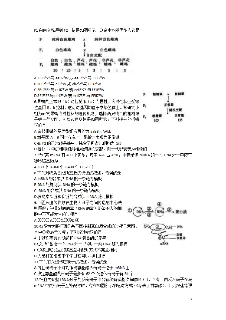 山东省2020-2021学年高一下学期6月监测联合调考生物试题含答案_第2页