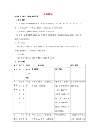 全国初中语文新课程说课比赛教学设计 小石潭记