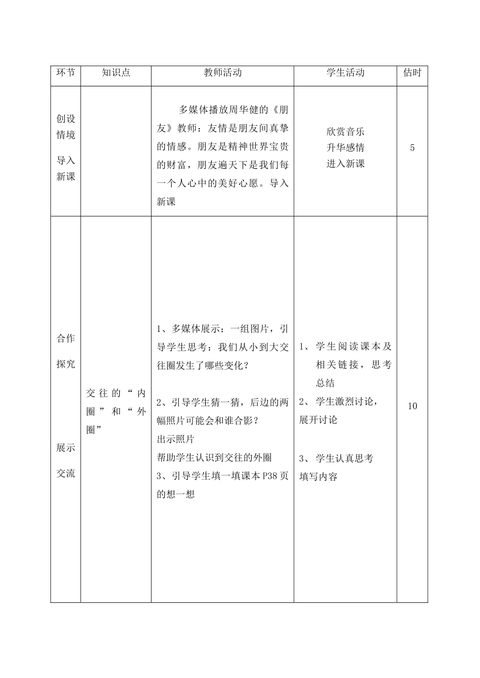 山东省临沭县八年级政治上册《我们的朋友遍天下》教学设计 新人教版教材_第3页