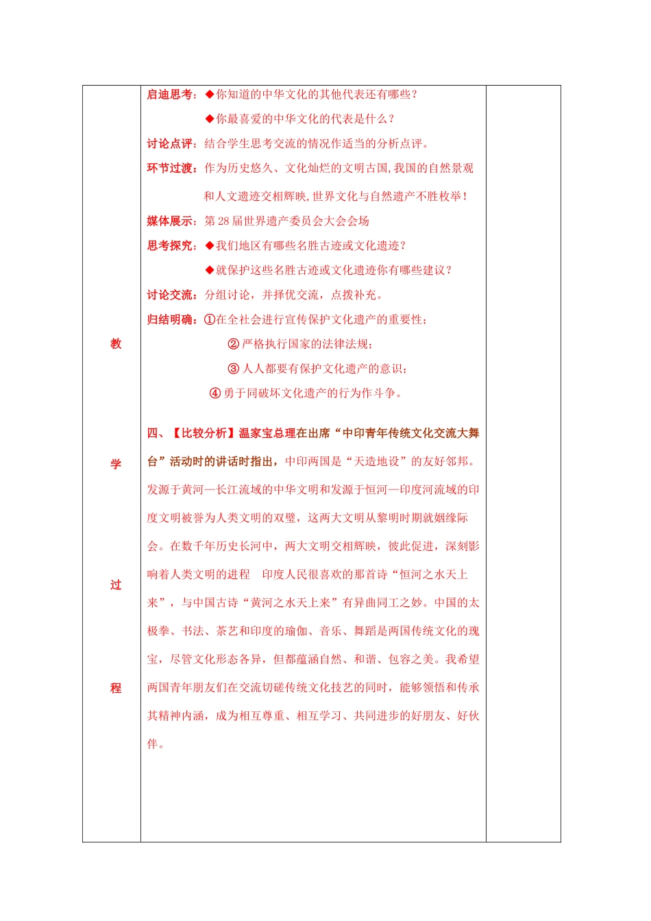 九年级思想品德全册 第一单元 亲近社会 第2课 融入民族文化名师教学设计 1苏教版教材_第3页