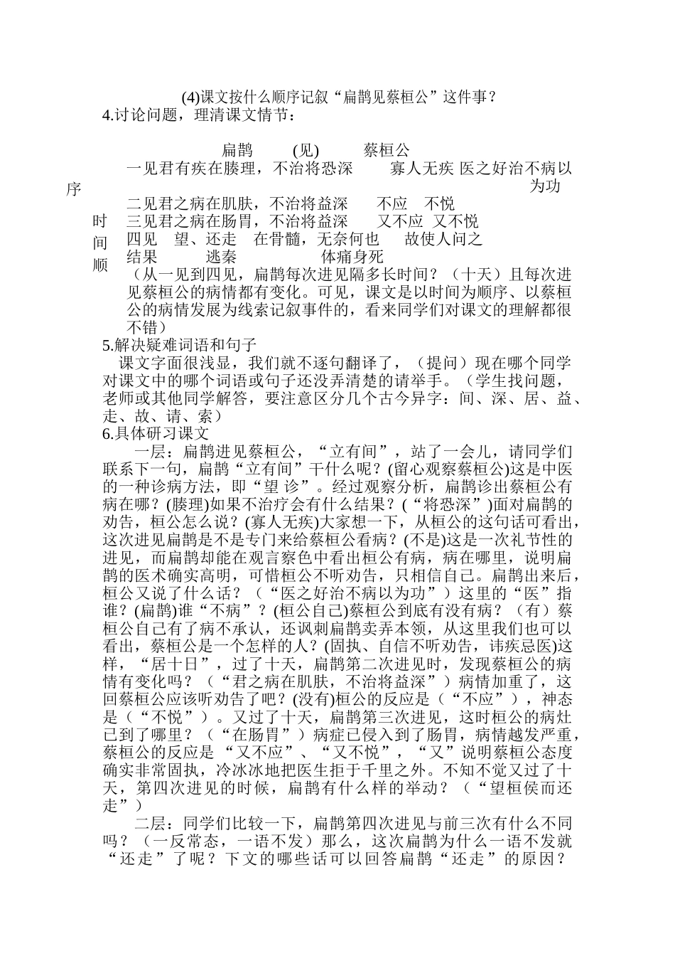 七年级语文扁鹊见蔡桓公 教学教学设计人教版教材_第2页
