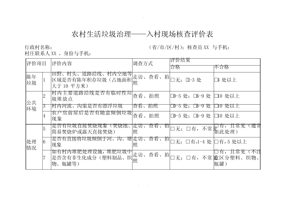 接受农村生活垃圾治理验收村庄现场核查必达指标台账_第3页