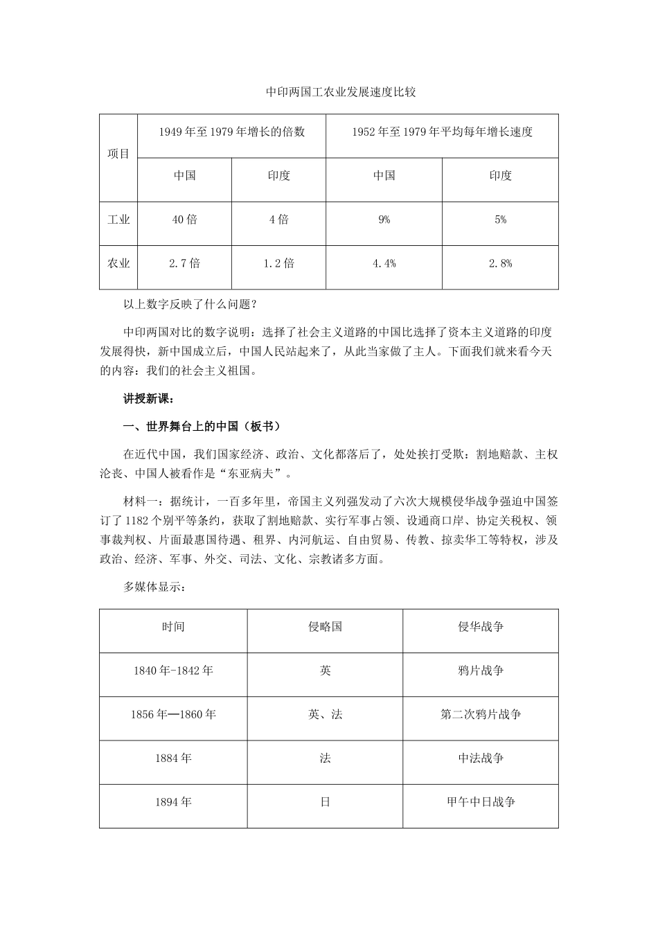 九年级政治 第二单元 第3课们的社会主义祖国教学设计_第2页