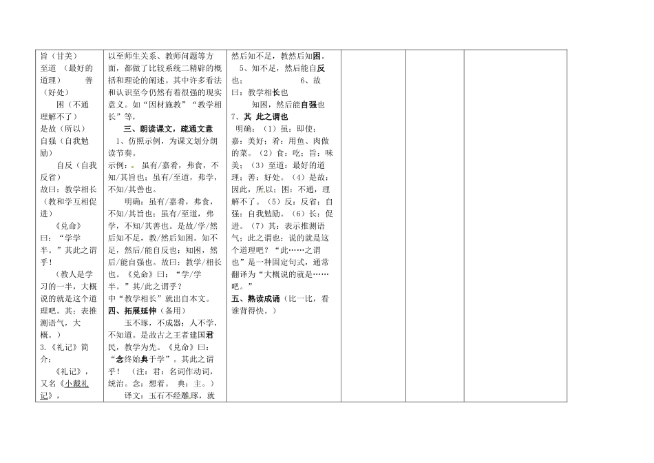 四川省华蓥市明月镇七年级语文上册 20 虽有佳肴教学设计 （新版教材）新人教版教材_第3页
