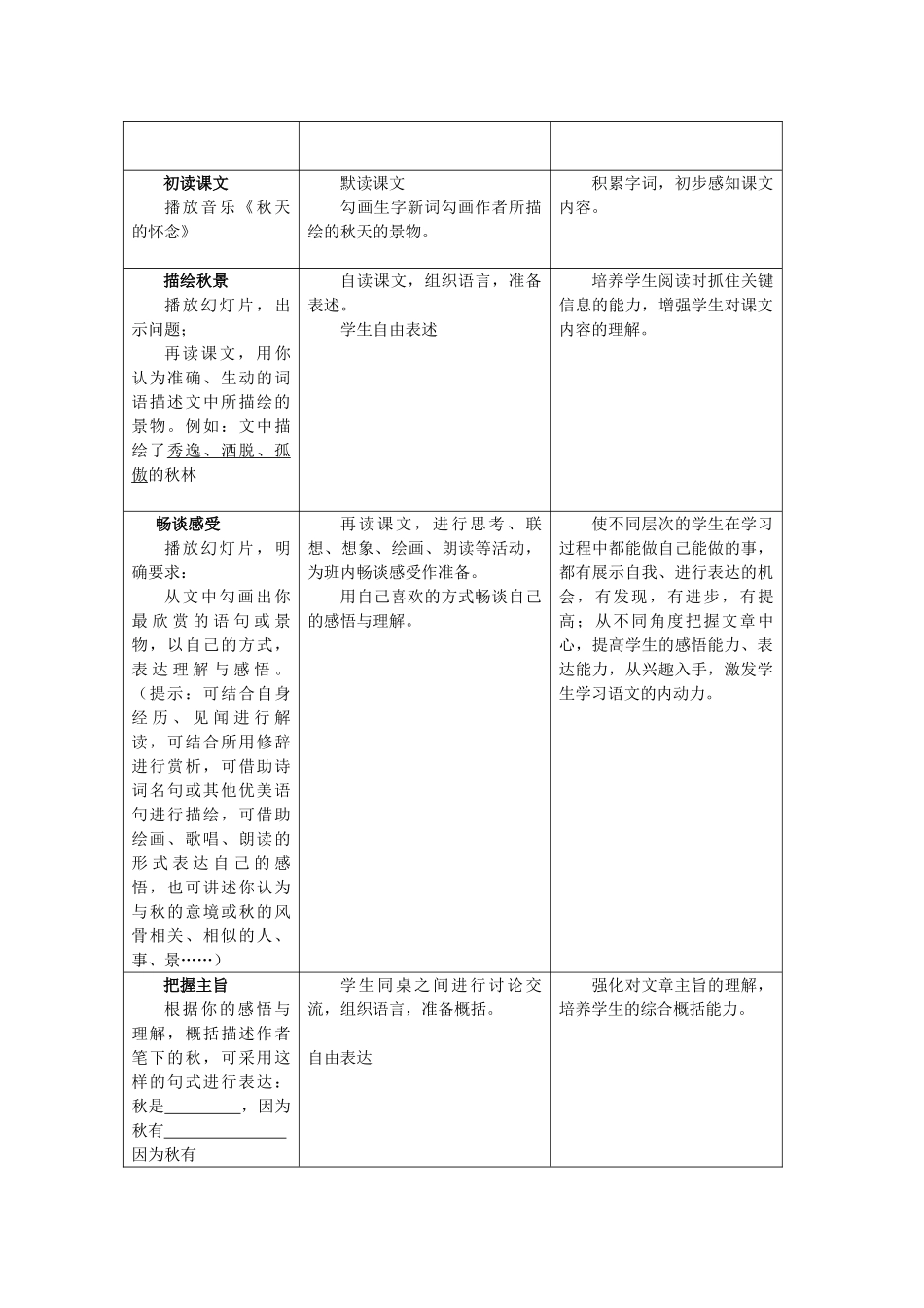 七年级语文上册《秋颂》教学设计_第2页
