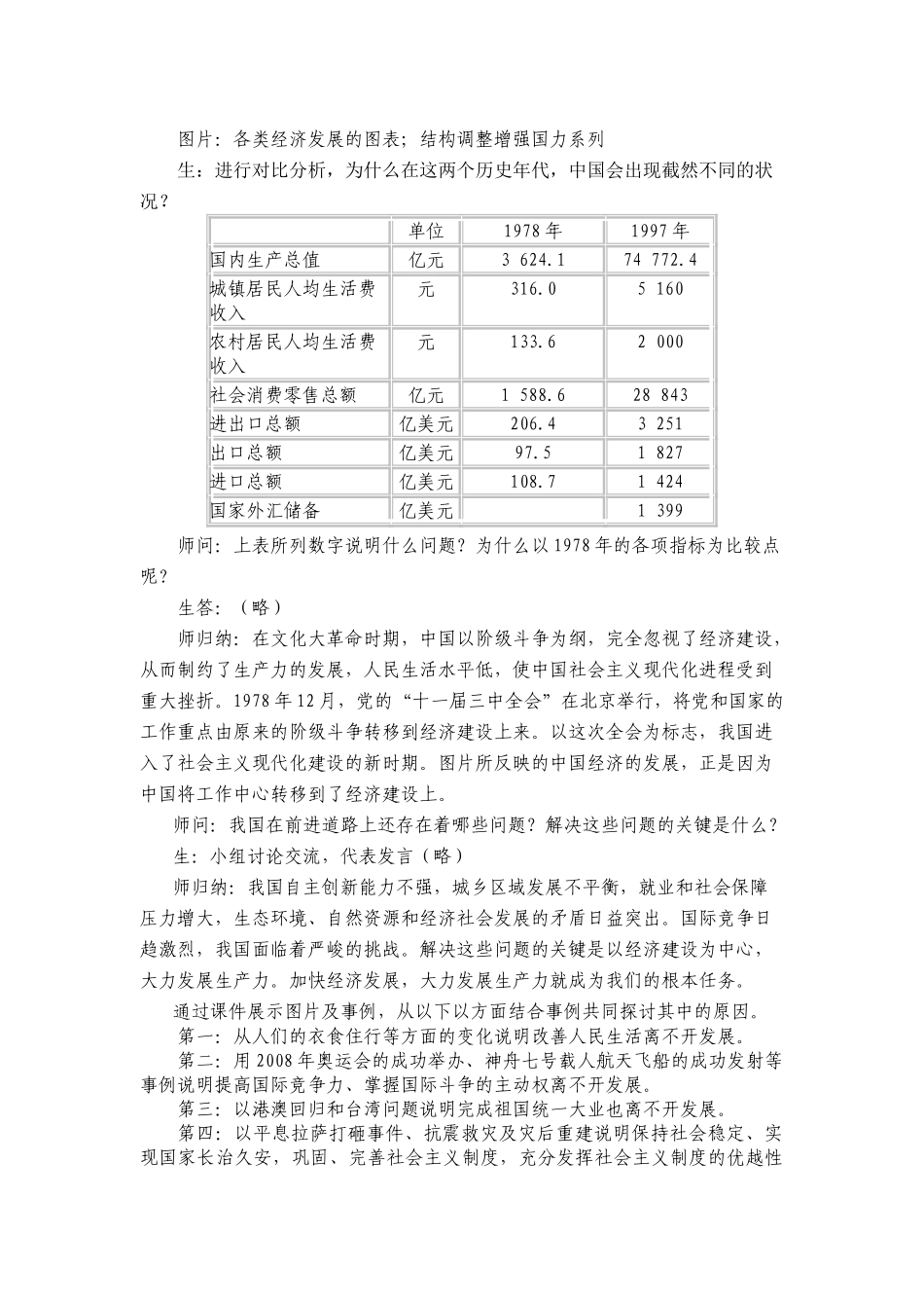 九年级政治 发展是硬道理教学设计设计 鲁教版教材_第3页