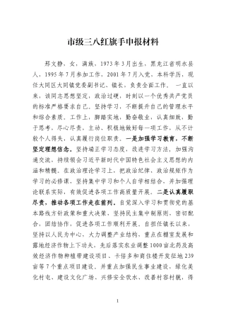市级三八红旗手的申报材料