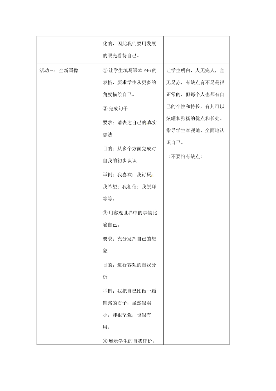 七年级政治上册 第5课 第一框 日新又新我常新教学设计（三） 人教新课标版教材_第3页