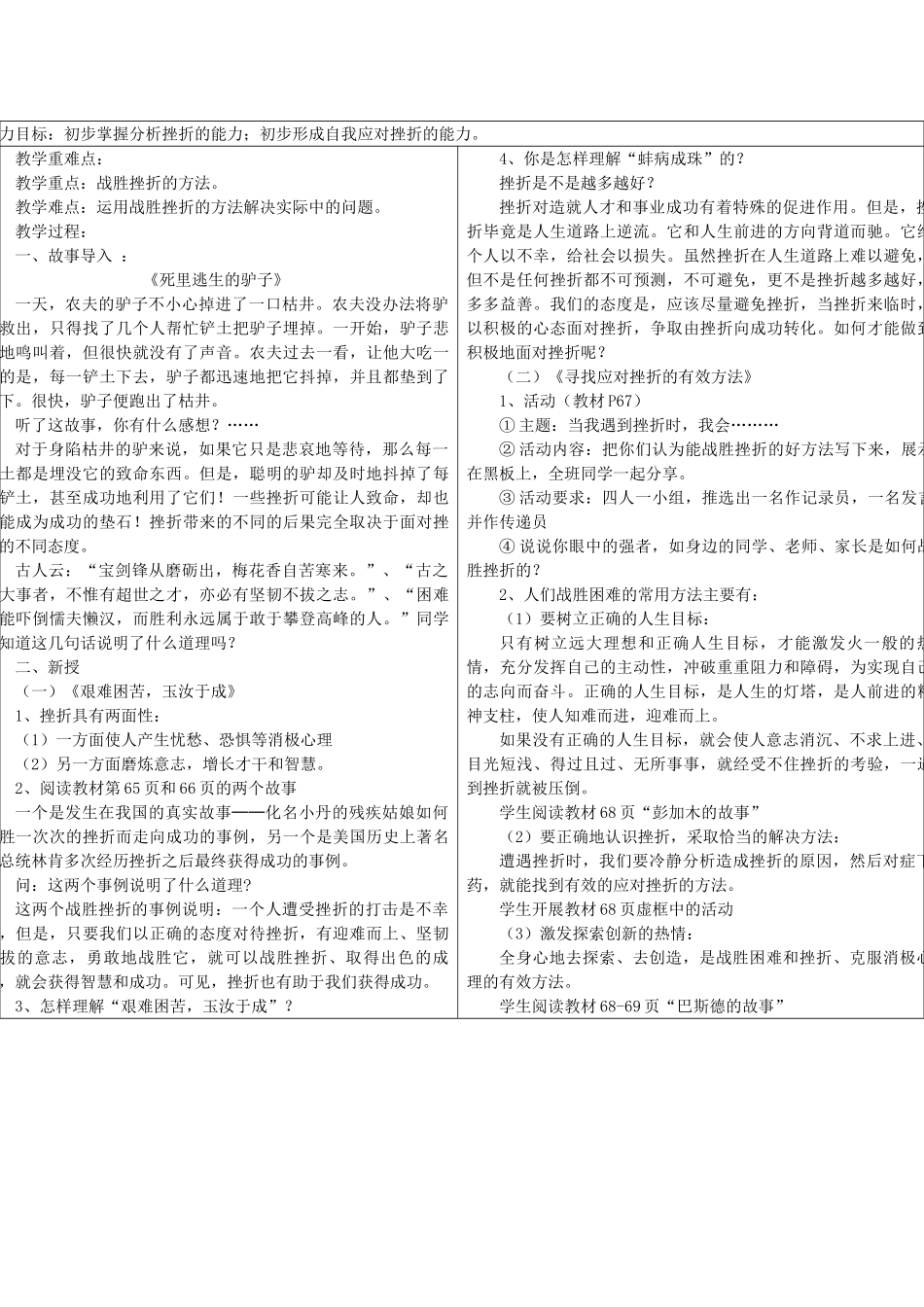 七年级政治下册 第5课让挫折丰富我们的人生教学设计 人教新课标版教材_第3页