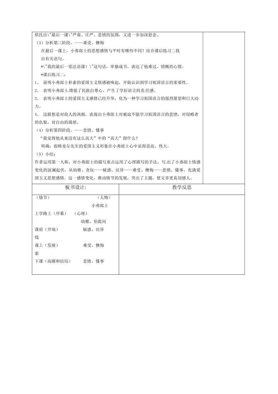 七年级语文下册7《最后一课》教学设计1人教版教材_第3页