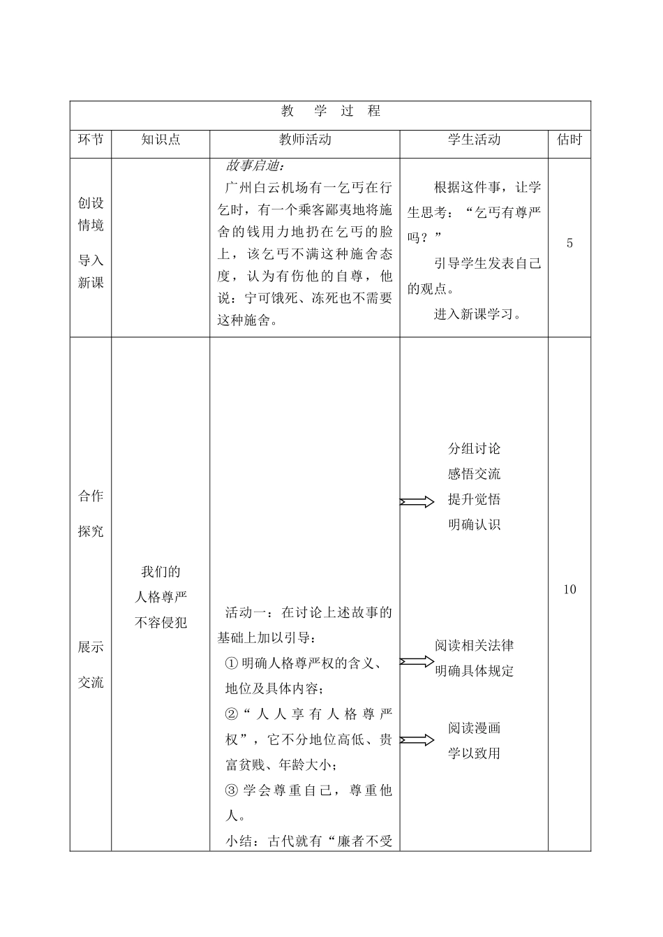 山东省临沭县第三初级中学八年级政治上册《法律规定公民的权利和义务》教学设计二 人教新课标版教材_第3页