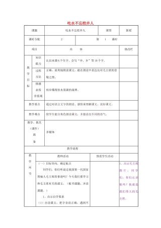 一年级语文下册 9 吃水不忘挖井人教案1 苏教版-苏教版小学一年级下册语文教案
