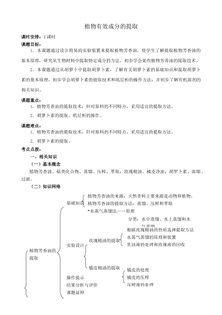 新人教版高中生物选修1植物有效成分的提取