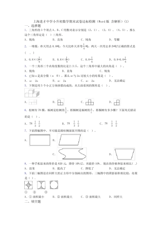 上海进才中学小升初数学期末试卷达标检测( 含解析)(1)