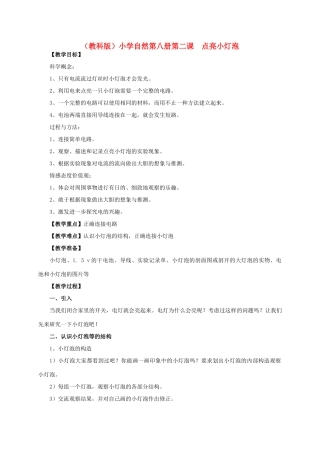 小学自然第八册 第二课 点亮小灯泡教案 教科版