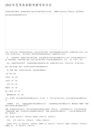 2022年艺考各省联考要考多少分 