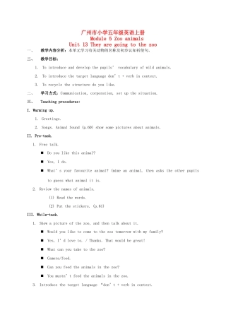 五年级英语上册 Module 5 Unit 13(11)教案 广州版