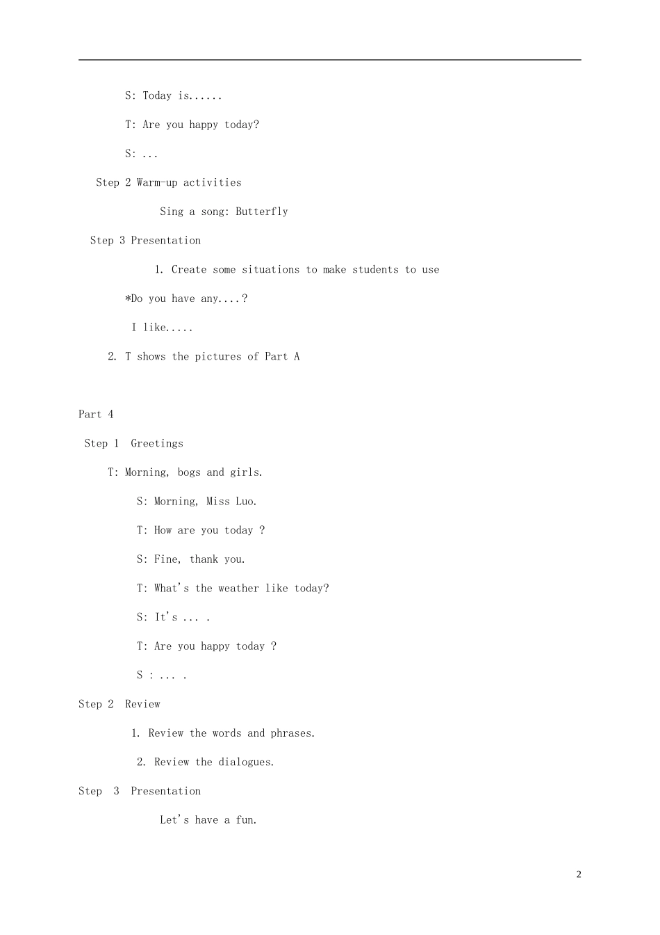 五年级英语上册 Unit 7(3)教案 湘少版_第2页