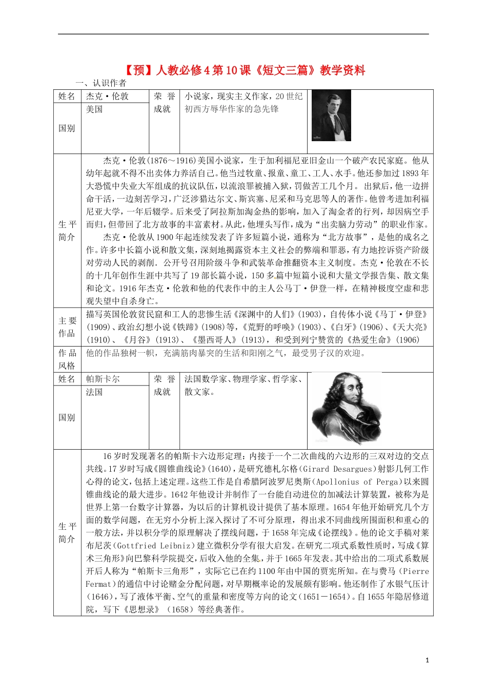 高中语文 第10课《短文三篇》教学资料（预）新人教版必修4-新人教版高二必修4语文学案_第1页