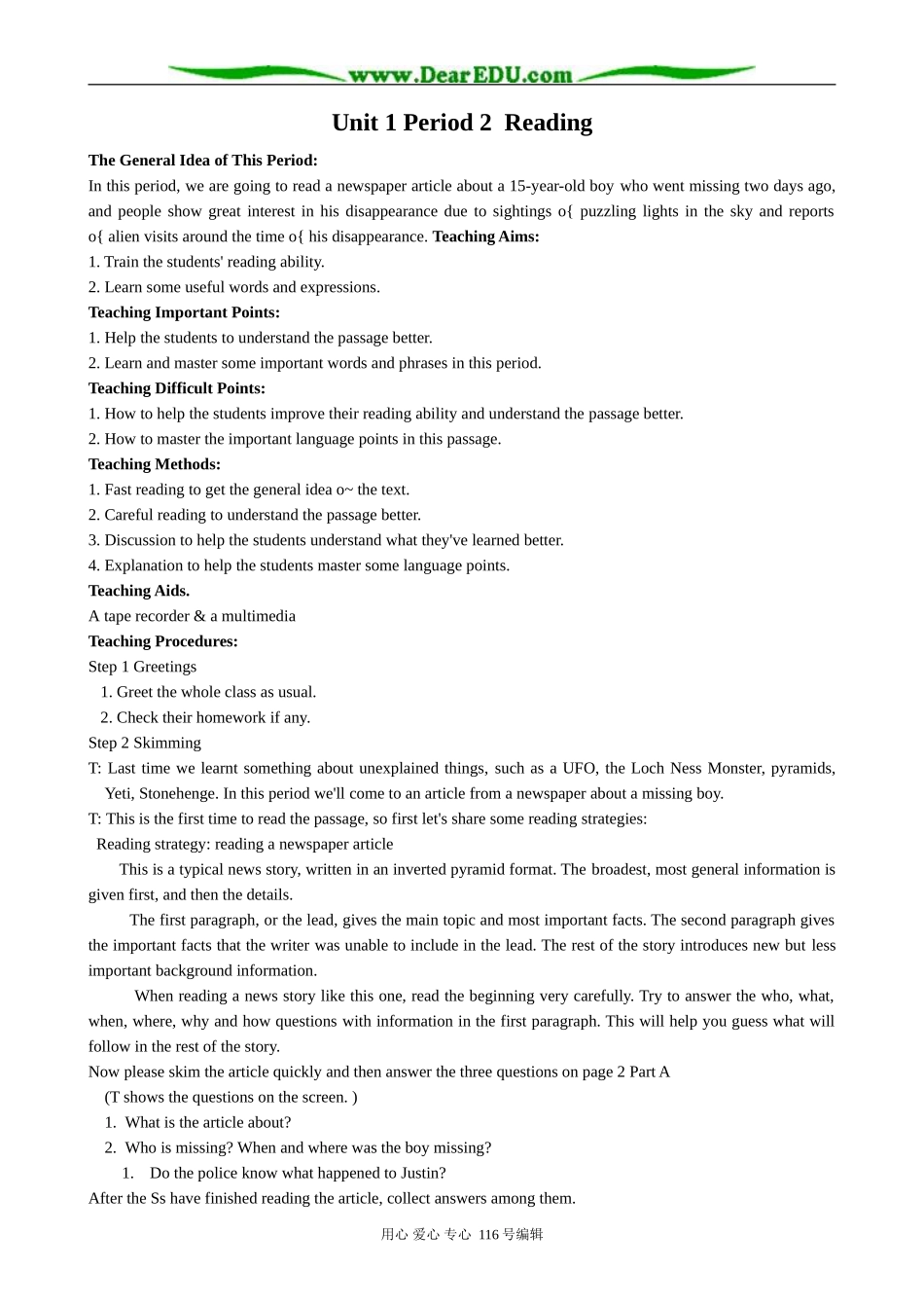 高中英语Unit 1 Period 2  Reading_第1页