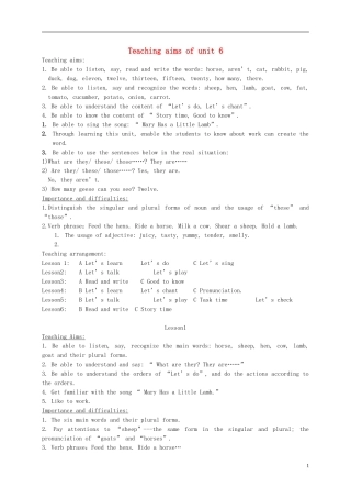 四年级英语下册 unit6 lesson1教案 人教pep