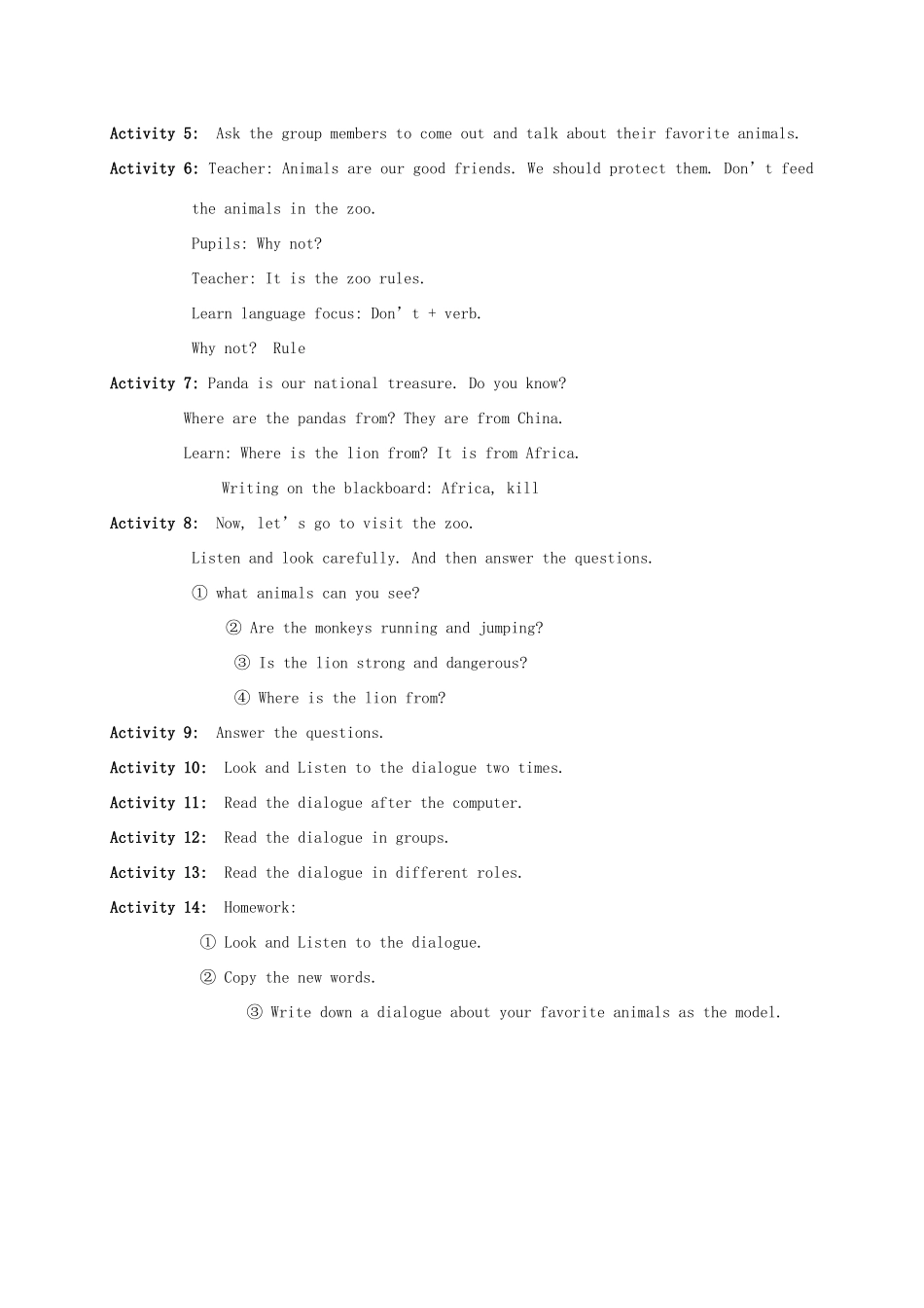五年级英语上册 Module 5  Unit 14 （第一课时）教案 广州版_第2页