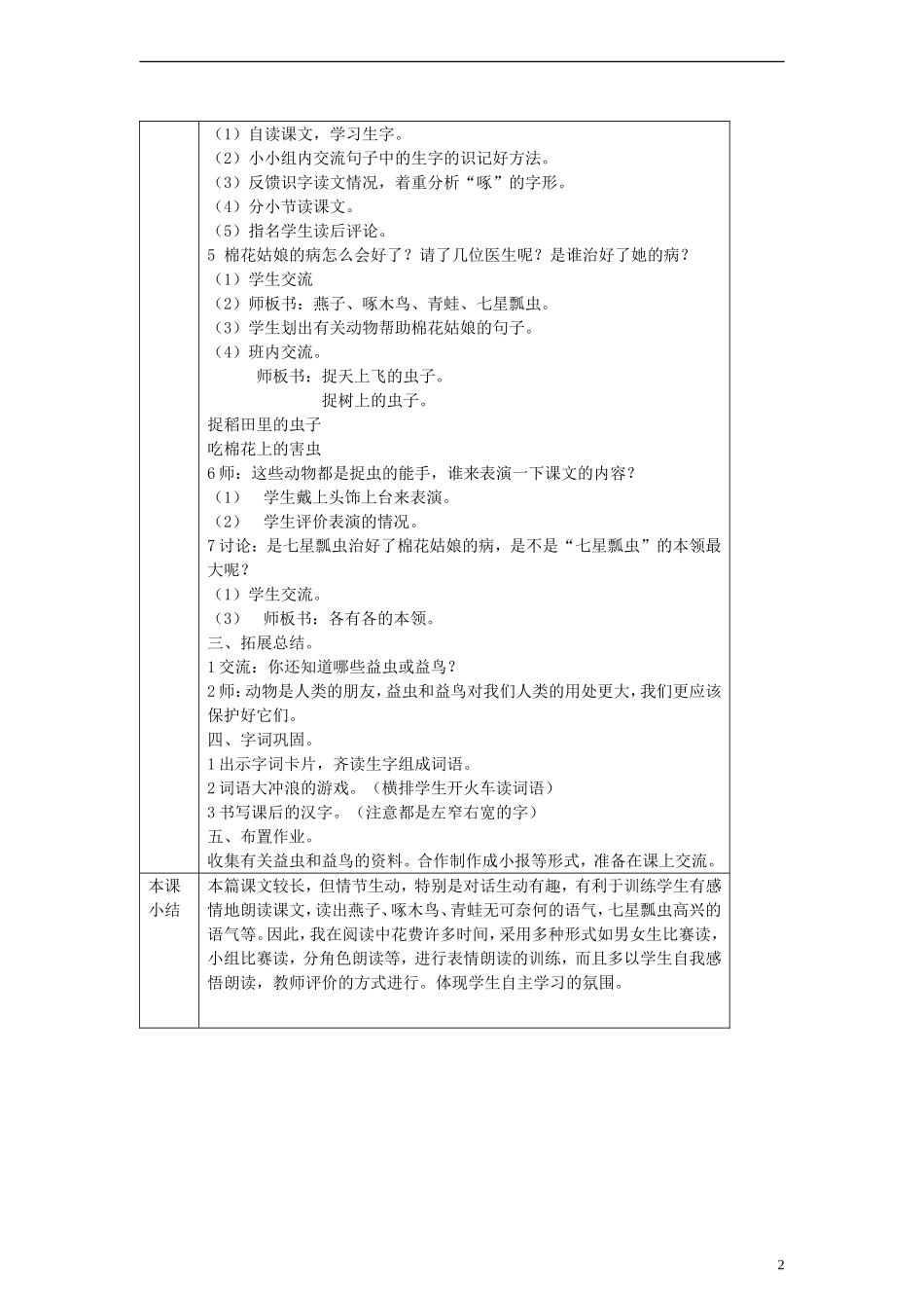 一年级语文下册 棉花姑娘教案 沪教版_第2页
