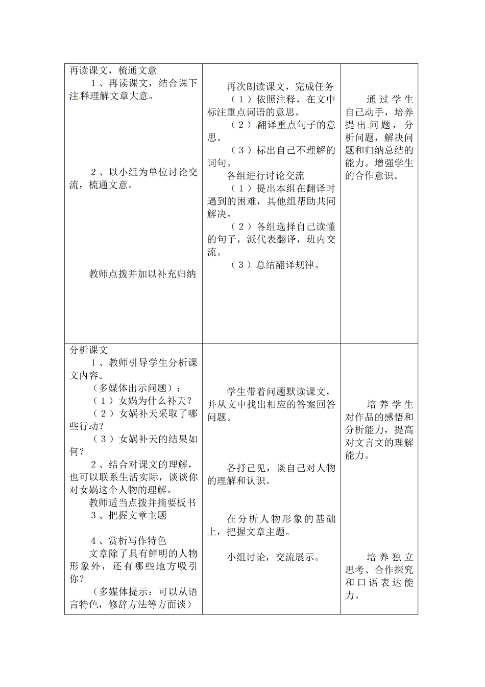 七年级语文上册第一单元第1课 中国古代神话三则 教学设计冀教版教材_第3页
