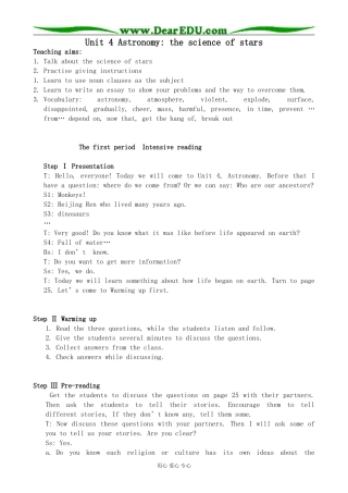 高中英语Unit 4 Astronomy the science of the stars新人教版必修三