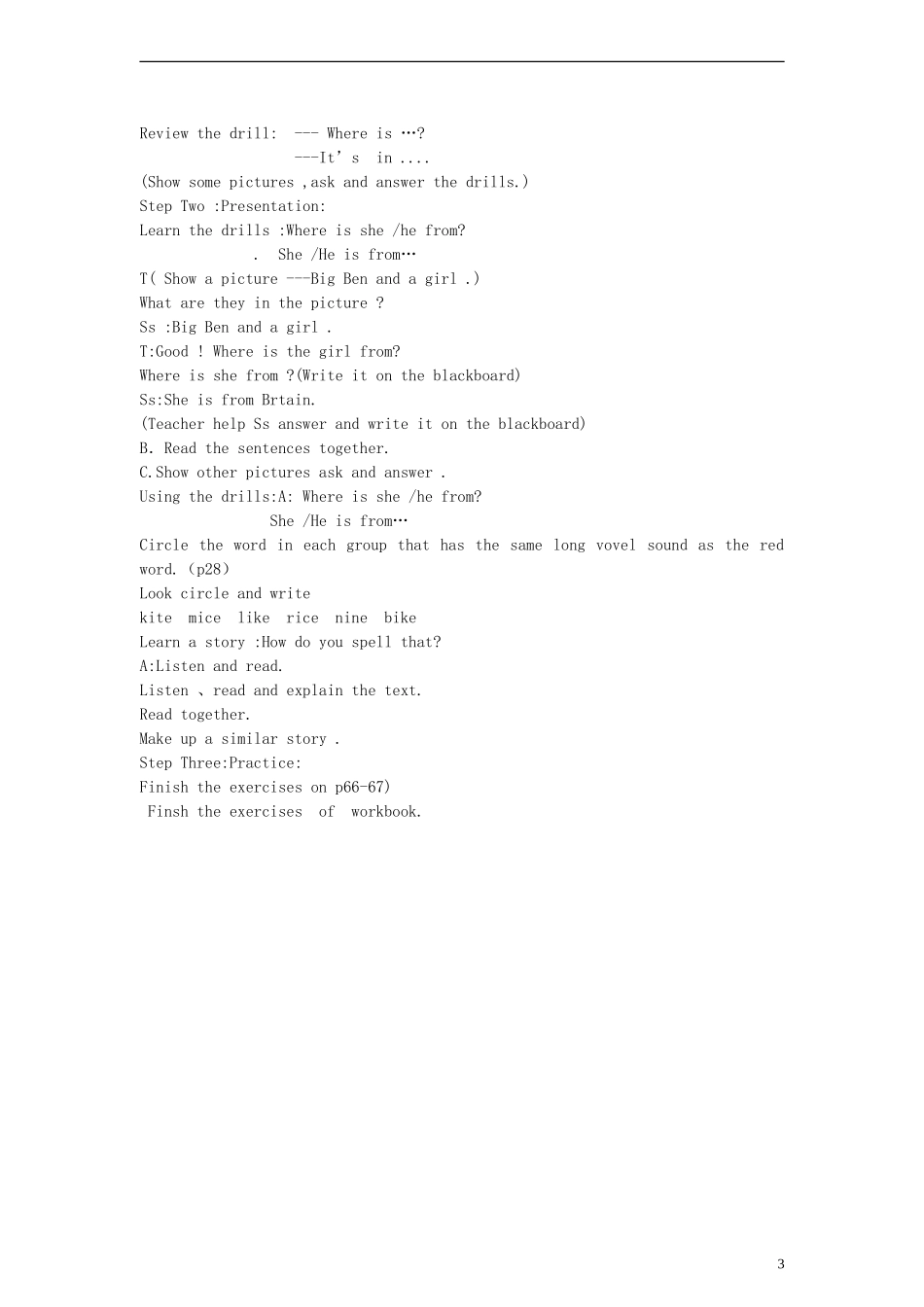 五年级英语上册 Lesson 5 Where Is the Eiffel Tower？教案 新路径（一起）_第3页