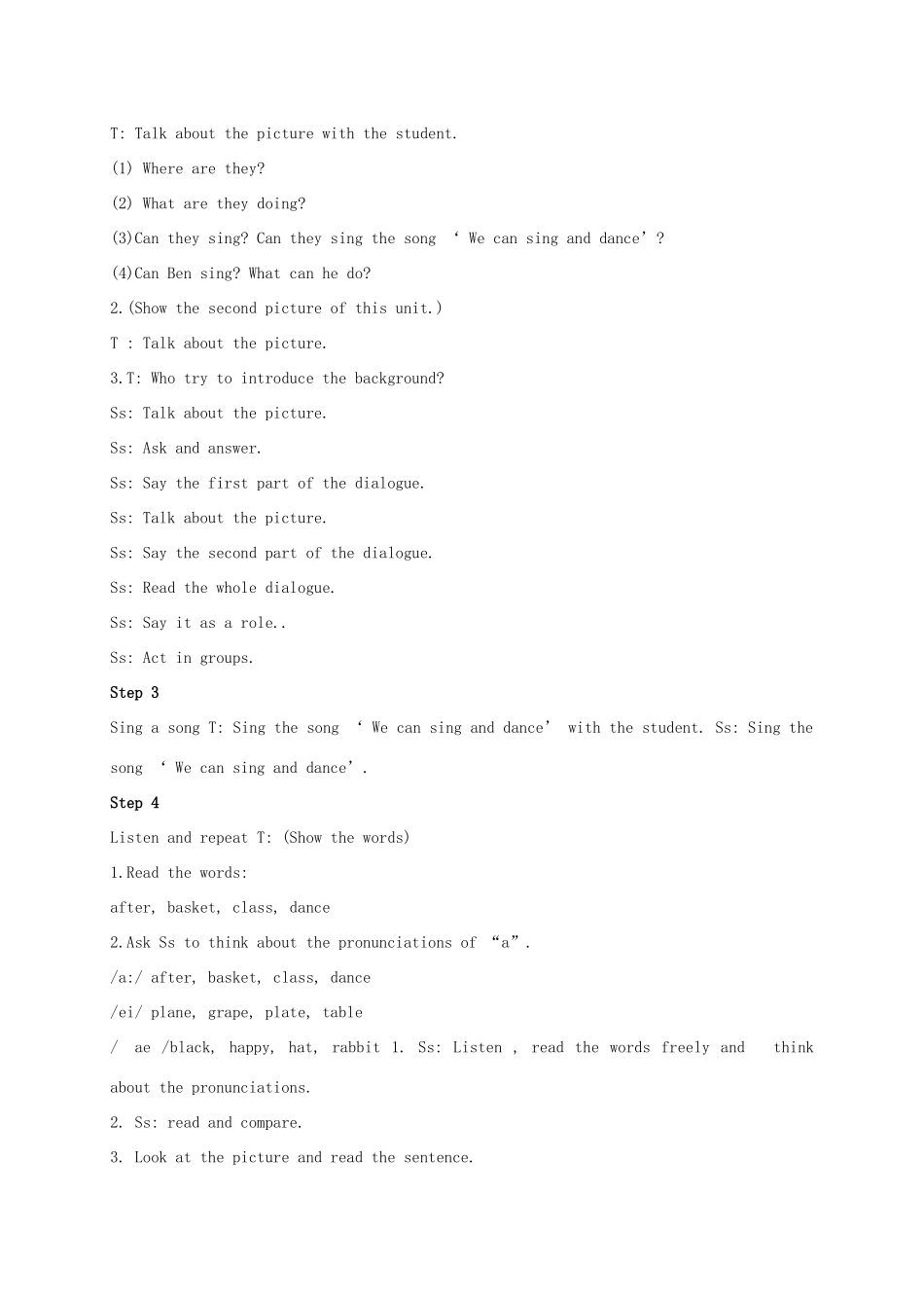 五年级英语上册  unit3(4)教案 苏教版_第2页