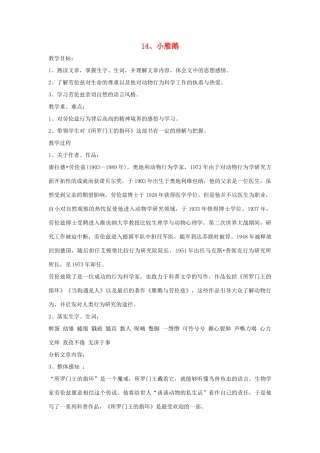 七年级语文下册 第14课《小雁鹅》教学设计 长春版教材-长春版教材初中七年级下册语文教学设计