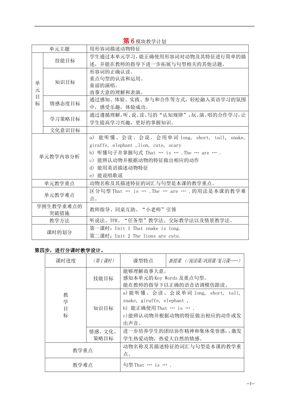 一年级英语下册 Module6教案 外研版（一起）_第1页