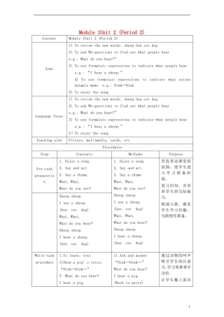 一年级英语下册 Module1 Unit2 Listen and hear period2教案 （新版）沪教牛津版