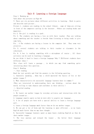高中英语：Unit8 learning a foreign language教案（旧人教版必修5）