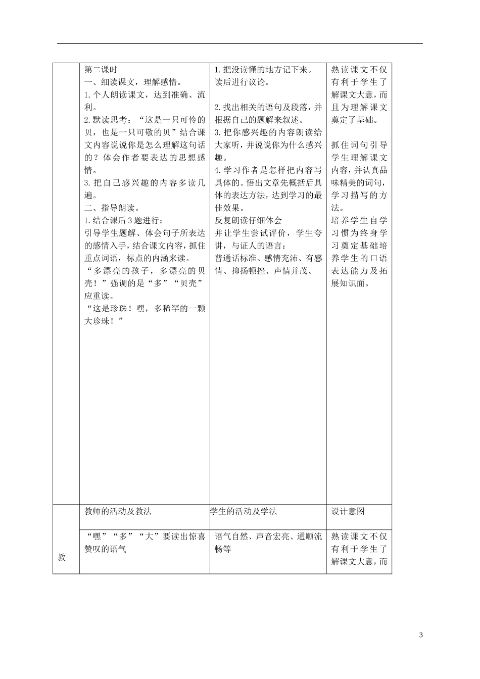 五年级语文下册 一只贝 2教案 长春版_第3页