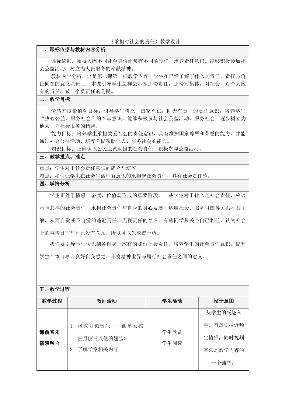 九年级政治全册 第二课 第二框 承担对社会的责任 新人教版教材_第1页