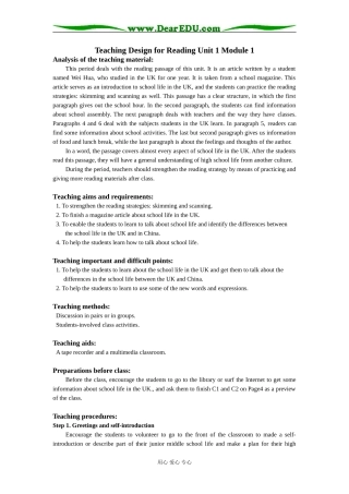 高中英语reading unit1 module 5必修一